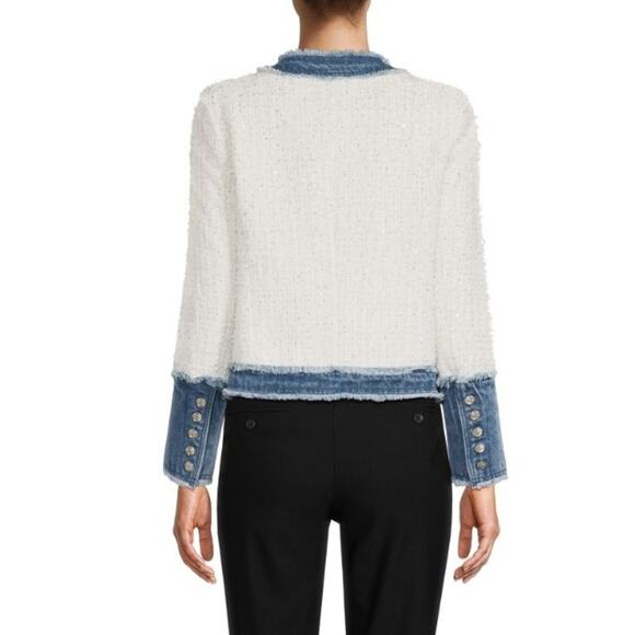 Nanette Lepore Jacket – Size Small – White Tweed with Denim Trim - Picture 2 of 10